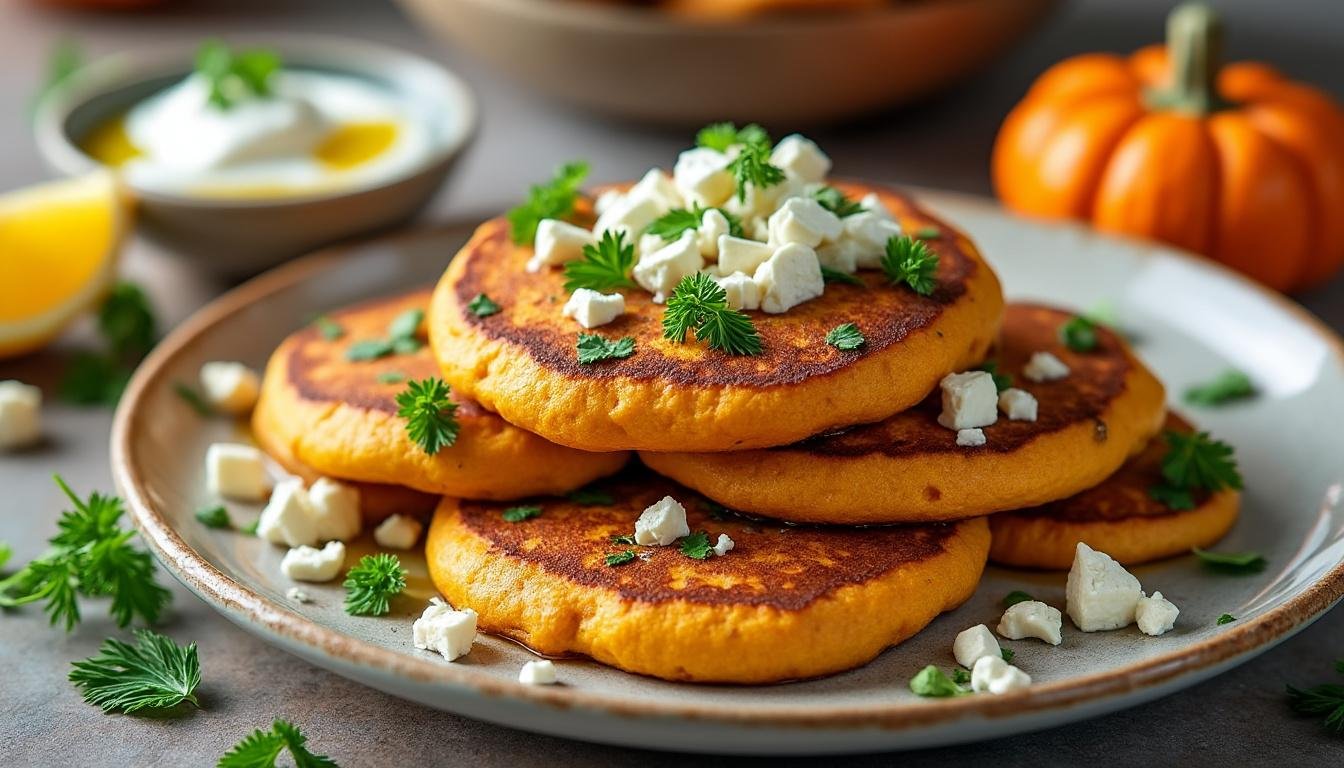 découvrez une recette savoureuse de galettes de citrouille à la feta et aux herbes, accompagnées d’un onctueux yaourt citronné. idéale pour un repas léger et gourmand, pleine de saveurs fraîches et originales !