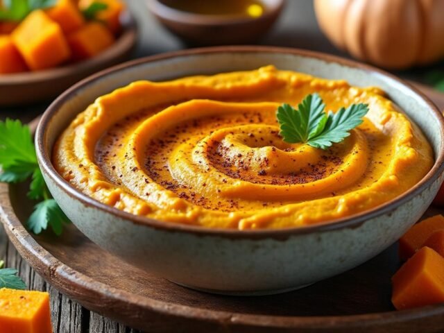 Houmous de citrouille rôtie au tahini & paprika fumé (vegan)