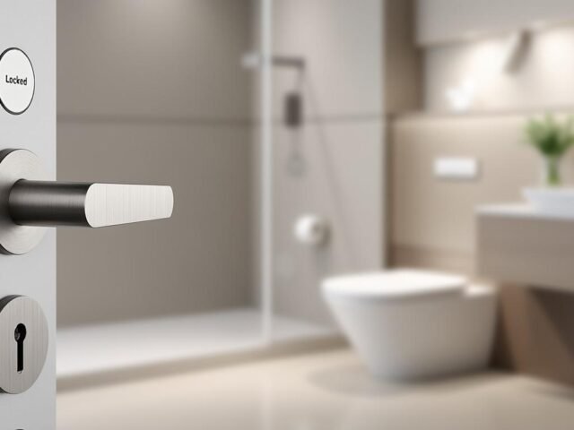 Kit quincaillerie pour porte de salle de bain (verrou, indicateur, poignée)