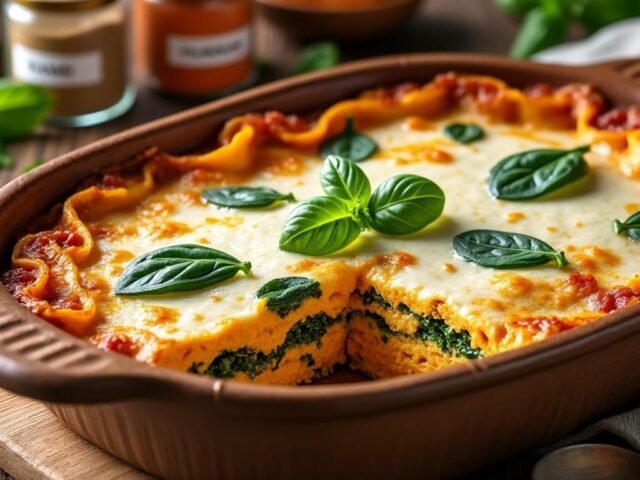 Lasagnes citrouille, ricotta & épinards