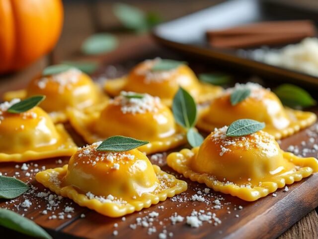 Ravioli maison farcis à la citrouille, beurre sauge & pecorino