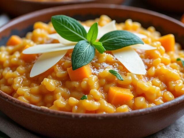 Risotto à la citrouille, parmesan & sauge croustillante