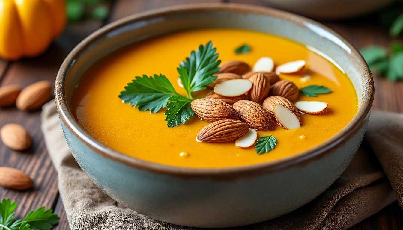 découvrez une recette réconfortante de velouté de citrouille rôtie, sublimé par la douceur des châtaignes et une touche d’huile de noisette. parfait pour les soirées d’automne !