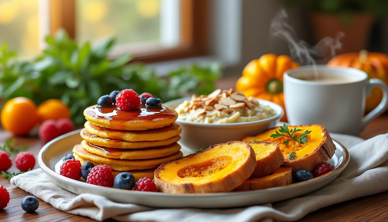 découvrez des idées originales de petits-déjeuners à base de courge : pancakes moelleux, porridge onctueux et toasts salés gourmands pour bien commencer la journée !