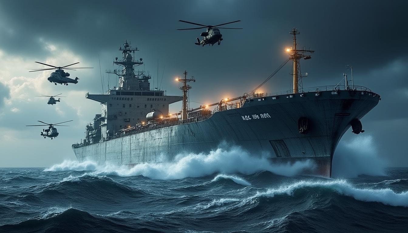 découvrez l'intervention audacieuse de la marine française face à un pétrolier fantôme russe, une opération stratégique exceptionnelle en haute mer.
