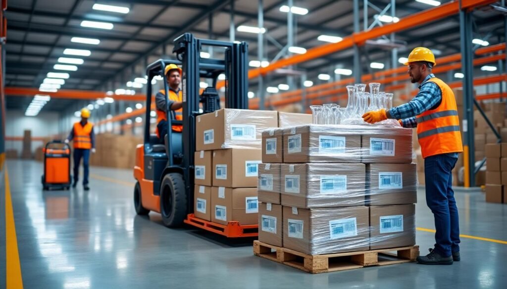 découvrez comment une équipe professionnelle gère l'emballage, le transport et la manipulation pour assurer la sécurité et l'efficacité de vos marchandises.
