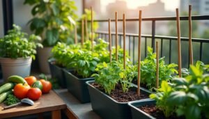 découvrez comment aménager un potager sur balcon avec des contenants profonds, des tuteurs discrets et un substrat maison pour cultiver facilement vos légumes et plantes aromatiques.