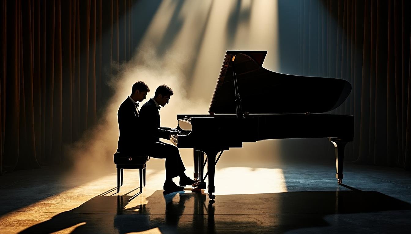 découvrez la magie de la sorcellerie à quatre mains, une danse envoûtante où ombres mystérieuses et notes pianistiques s'entrelacent pour une expérience musicale fascinante.