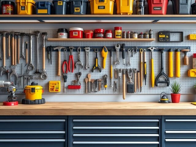 Atelier maison : organiser outils, rails muraux, caissons à tiroirs