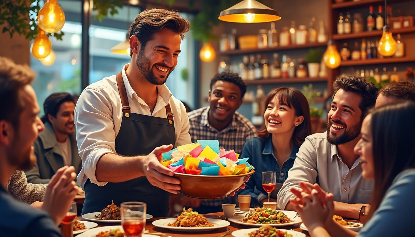 découvrez comment un restaurateur tire au sort des clients pour leur offrir un repas gratuit et sauver son établissement grâce à l'initiative "addition fantôme".