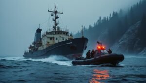 interception en suède d'un navire suspecté d'appartenir à la mystérieuse « flotte fantôme », suscitant des interrogations sur ses activités en mer.