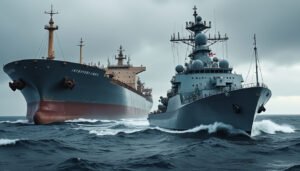 la marine nationale arrête au large de brest un pétrolier russe suspecté d'appartenir à la mystérieuse « flotte fantôme », soulevant des questions sur ses activités.