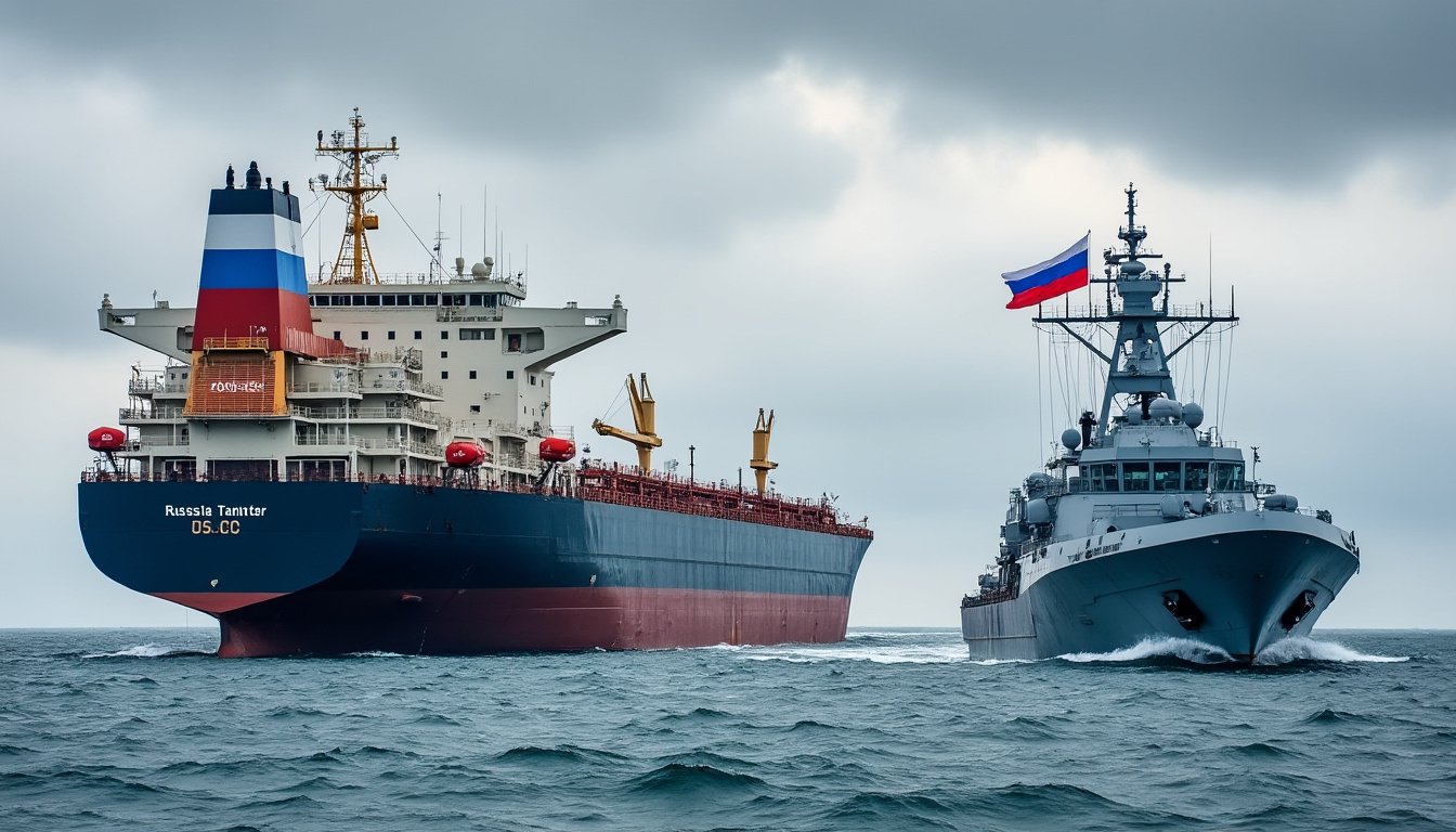 la marine nationale intervient au large de brest pour intercepter un pétrolier russe soupçonné d'appartenir à la mystérieuse « flotte fantÎme », soulevant des questions de sécurité maritime.