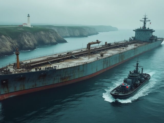 Le pétrolier de la flotte fantôme russe arraisonné par la France fait escale en Bretagne